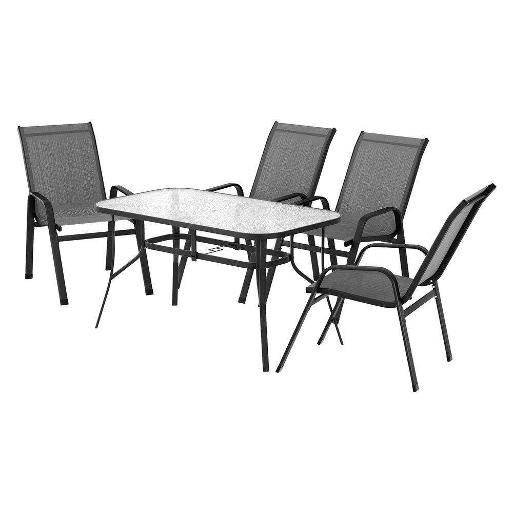 FF-DINING-140-5PCS-GE-202507161324-00.jpg Gardeon 5PC Outdoor Dining Set Table and Chairs Patio Furniture Bistro Set Garden Grey - Image 1