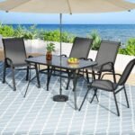 Gardeon 5PC Outdoor Dining Set Table and Chairs Patio Furniture Bistro Set Garden Grey - Image 8
