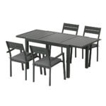 Gardeon Outdoor Dining Set 5 Piece Aluminum Extendable Table Setting Black - Image 4