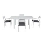 Gardeon Outdoor Dining Set 5 Piece Aluminum Extendable Table Setting White - Image 3