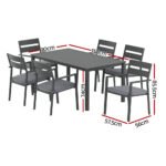 Gardeon Outdoor Dining Set 7 Piece Aluminum Table Chairs Setting Black - Image 2