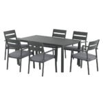 Gardeon Outdoor Dining Set 7 Piece Aluminum Table Chairs Setting Black - Image 3