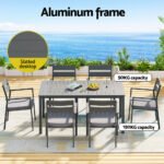 Gardeon Outdoor Dining Set 7 Piece Aluminum Table Chairs Setting Black - Image 4