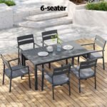 Gardeon Outdoor Dining Set 7 Piece Aluminum Table Chairs Setting Black - Image 6