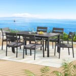 Gardeon Outdoor Dining Set 7 Piece Aluminum Table Chairs Setting Black - Image 7