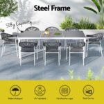 Gardeon Outdoor Dining Set 9 Piece Steel Table Chairs Setting White - Image 4