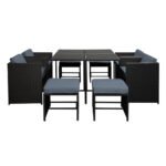 Gardeon Outdoor Dining Set 9 Piece Wicker Table Chairs Setting Black - Image 3