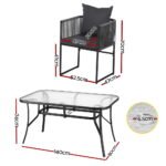 Gardeon 5PC Outdoor Dining Set Table and Chairs Patio Furniture Garden Bistro Set Black - Image 2