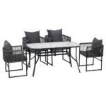 Gardeon 5PC Outdoor Dining Set Table and Chairs Patio Furniture Garden Bistro Set Black - Image 3