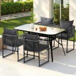Gardeon 5PC Outdoor Dining Set Table and Chairs Patio Furniture Garden Bistro Set Black - Image 7