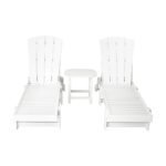 Gardeon Sun Lounge Lounger Table and Chairs Beach Chair Adirondack HDPE Patio Outdoor Furniture Wheels White - Image 3