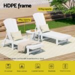 Gardeon Sun Lounge Lounger Table and Chairs Beach Chair Adirondack HDPE Patio Outdoor Furniture Wheels White - Image 4