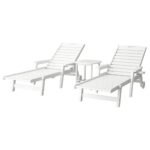 Gardeon Sun Lounge Lounger Beach Chair HDPE Patio Outdoor Furniture with Wheels White