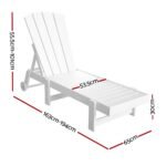 Gardeon Sun Lounge Beach Chair HDPE Adirondack Lounger Patio Outdoor Furniture with Wheels White - Image 2