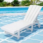 Gardeon Sun Lounge Beach Chair HDPE Adirondack Lounger Patio Outdoor Furniture with Wheels White - Image 7