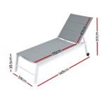 Gardeon Sun Lounger Chaise Lounge Wheels Patio Furniture Outdoor Setting White - Image 2
