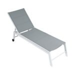 Gardeon Sun Lounger Chaise Lounge Wheels Patio Furniture Outdoor Setting White - Image 3