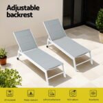 Gardeon Sun Lounger Chaise Lounge Wheels Patio Furniture Outdoor Setting White - Image 4