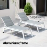 Gardeon Sun Lounger Chaise Lounge Wheels Patio Furniture Outdoor Setting White - Image 5