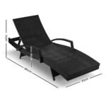 Gardeon Sun Lounge Wicker Lounger Outdoor Furniture Beach Chair Patio Adjustable Cushion Black - Image 2