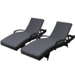 Gardeon 2PC Sun Lounge Wicker Lounger Outdoor Furniture Beach Chair Patio Adjustable Cushion Black - Image 8
