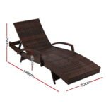 Gardeon Sun Lounge Wicker Lounger Outdoor Furniture Beach Chair Patio Adjustable Cushion Brown - Image 2