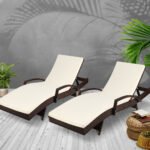 Gardeon 2PC Sun Lounge Wicker Lounger Outdoor Furniture Beach Chair Patio Adjustable Cushion Brown - Image 7