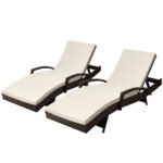 Gardeon 2PC Sun Lounge Wicker Lounger Outdoor Furniture Beach Chair Patio Adjustable Cushion Brown - Image 8