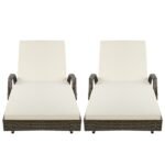Gardeon 2PC Sun Lounge Wicker Lounger Outdoor Furniture Beach Chair Adjustable Cushion Grey&Beige - Image 3