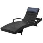 Gardeon Sun Lounge Wicker Lounger Outdoor Furniture Beach Chair Armrest Adjustable Black - Image 8