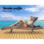 Gardeon Sun Lounge Wicker Lounger Outdoor Furniture Beach Armchair Adjustable Grey&Beige - Image 3