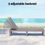 Gardeon Sun Lounge Adjustable Recliner Patio Outdoor Furniture Lightweight Brown - Image 5