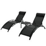 Gardeon 3PC Sun Lounge Outdoor Lounger Steel Table Chairs Patio Furniture Garden - Image 7