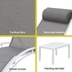 Gardeon 3PC Sun Lounge Outdoor Lounger Table Chairs Steel Patio Furniture Garden - Image 6