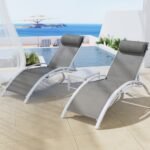 Gardeon 3PC Sun Lounge Outdoor Lounger Table Chairs Steel Patio Furniture Garden - Image 7