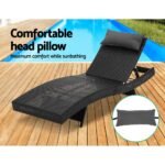 Gardeon Sun Lounge Wicker Lounger Outdoor Furniture Beach Chair Garden Adjustable Black - Image 6