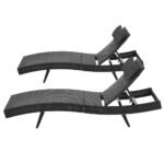 Gardeon 2PC Sun Lounge Wicker Lounger Outdoor Furniture Beach Chair Garden Adjustable Black - Image 3