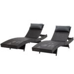 Gardeon 2PC Sun Lounge Wicker Lounger Outdoor Furniture Beach Chair Garden Adjustable Black - Image 8