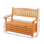 Gardeon Outdoor Storage Bench Box Wooden Garden Chair 2 Seat Timber Furniture - Image 2