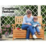 Gardeon Outdoor Storage Bench Box Wooden Garden Chair 2 Seat Timber Furniture - Image 5