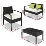 Gardeon Outdoor Sofa Set Wicker Lounge Setting Table and Chairs Patio Furniture - Image 2