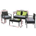 Gardeon Outdoor Sofa Set Wicker Lounge Setting Table and Chairs Storage Cover - Image 2