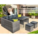 Gardeon Outdoor Dining Set Aluminum Table Chairs Wicker Setting Grey - Image 4
