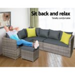 Gardeon Outdoor Dining Set Aluminum Table Chairs Wicker Setting Grey - Image 5