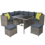 Gardeon Outdoor Dining Set Aluminum Table Chairs Wicker Setting Grey - Image 8