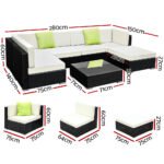 Gardeon 7-Piece Outdoor Sofa Set Wicker Couch Lounge Setting 6 Seater - Image 2