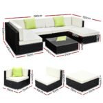 Gardeon 7-Piece Outdoor Sofa Set Wicker Couch Lounge Setting 6 Seater - Image 3