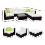 Gardeon 8-Piece Outdoor Sofa Set Wicker Couch Lounge Setting Cover - Image 2