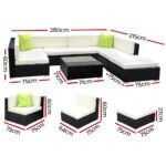 Gardeon 8-Piece Outdoor Sofa Set Wicker Couch Lounge Setting 7 Seater - Image 2