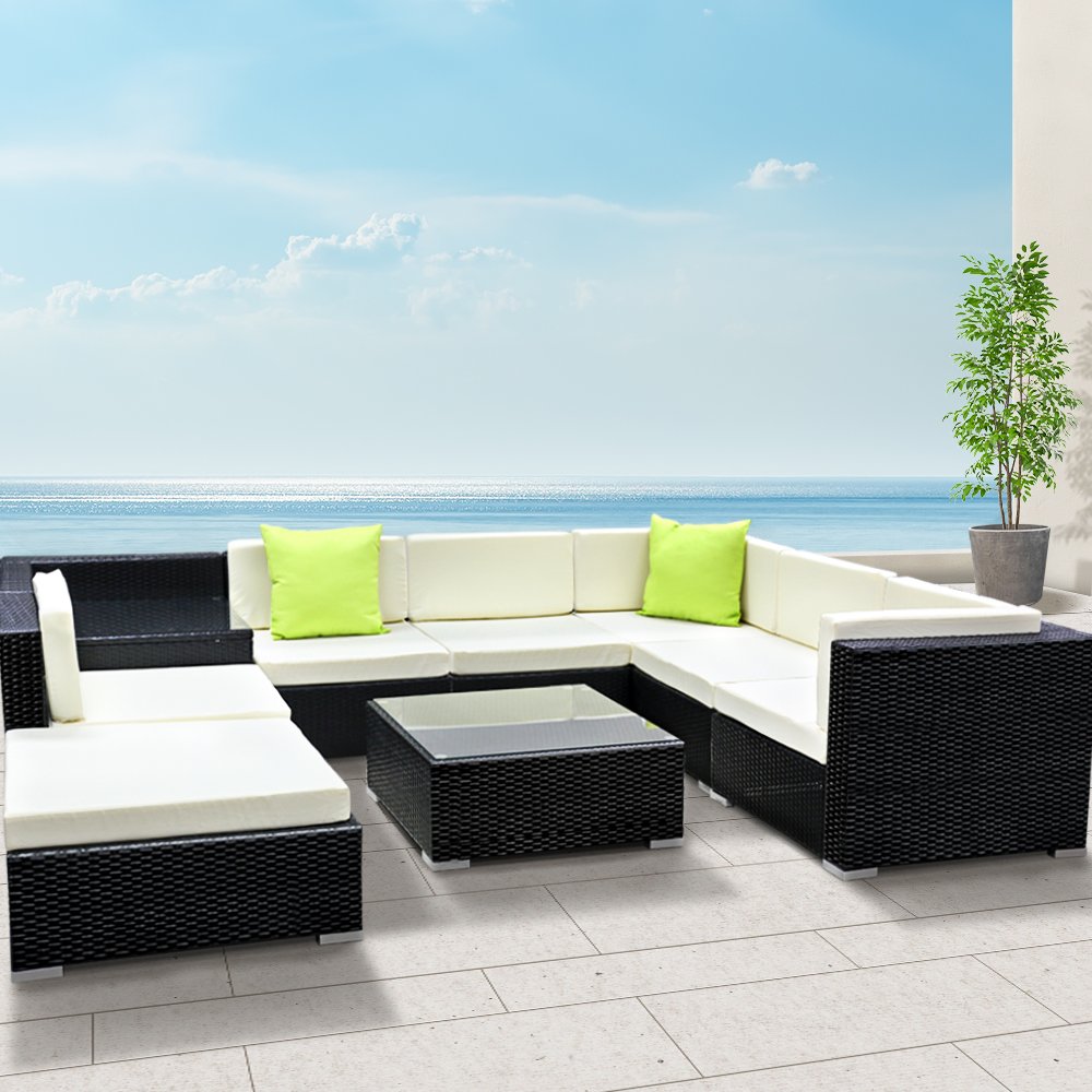 FF-SOFA-BK-9PC-ABCD-N-202502281536-00.jpg Gardeon 9-Piece Outdoor Sofa Set Wicker Couch Lounge Setting 7 Seater - Image 1